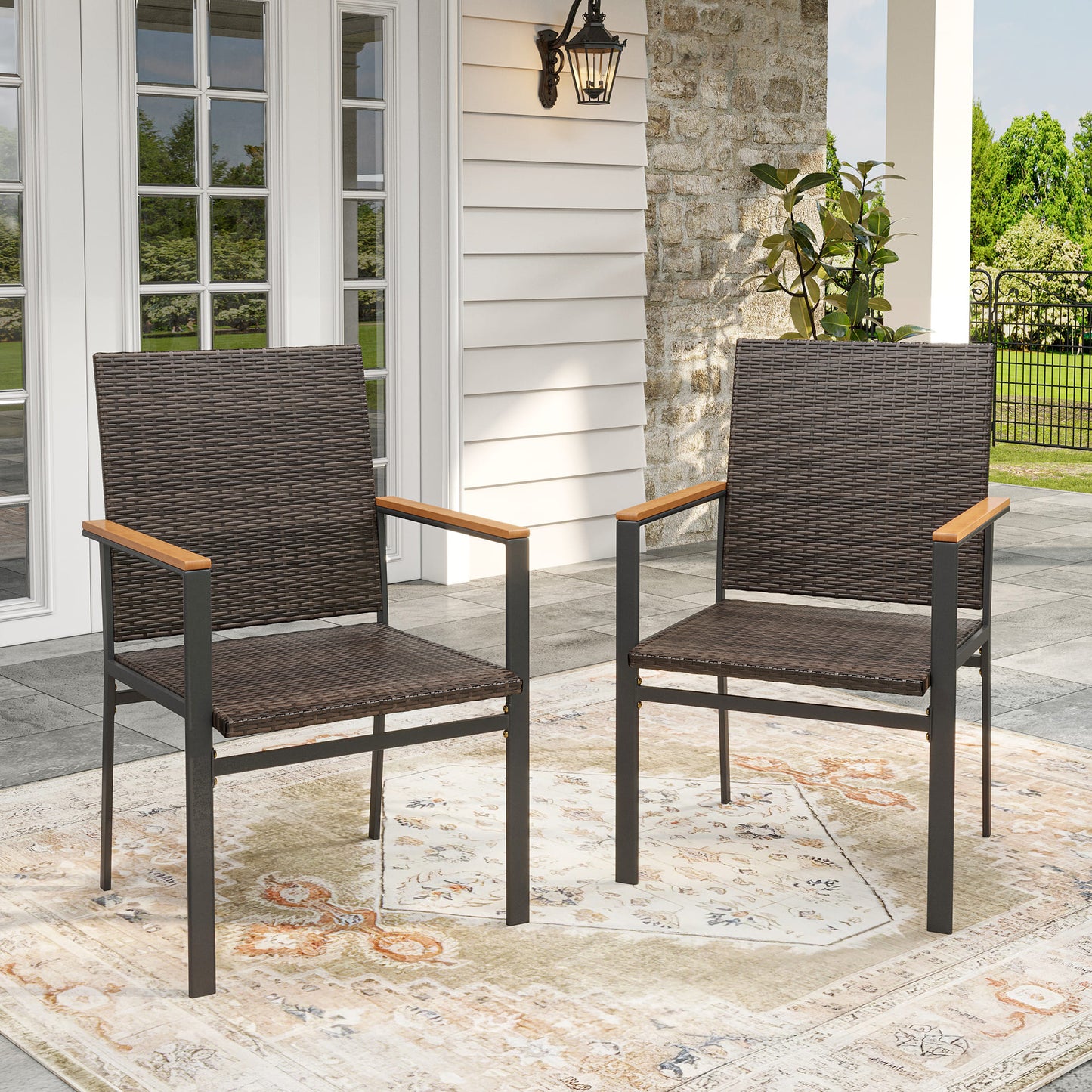 Vicllax Outdoor Dining Chair Patio Wicker Chairs Metal (DC203WL)