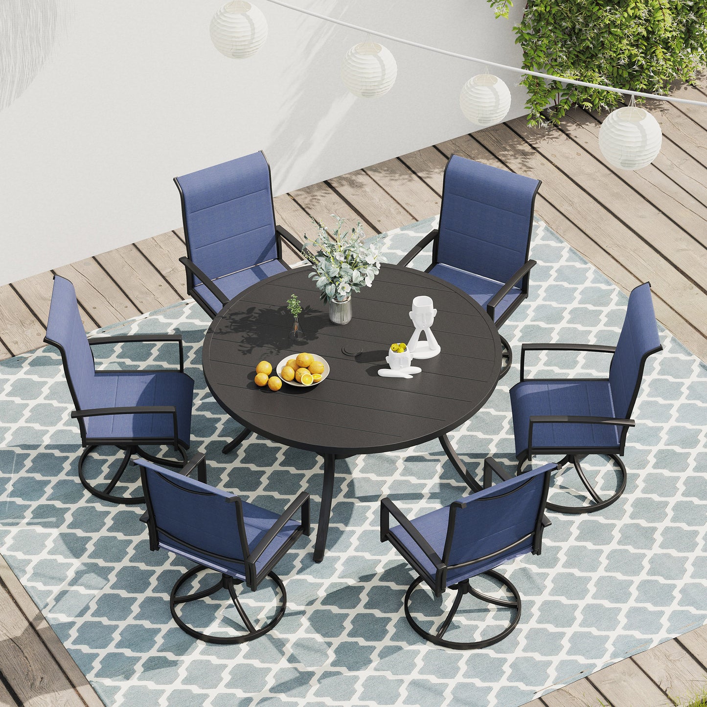 Vicllax Outdoor Patio Dining Set American Country Style Metal for Garden Lawn (RBT04-DCS07-DC209)