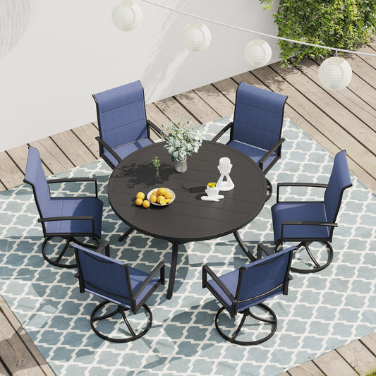 Vicllax Outdoor Patio Dining Set American Country Style Metal for Garden Lawn (RBT04-DCS07-DC209)