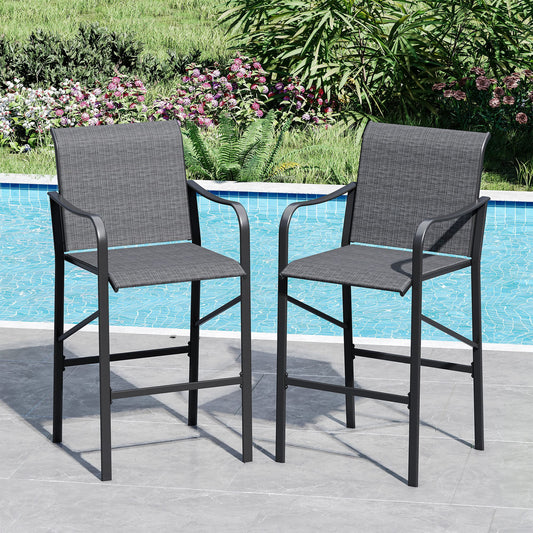 Vicllax Patio Bar Stools Chair of 2 Outdoor Textilene Bar Height (HBC07)