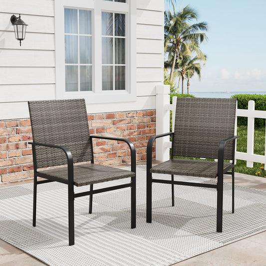 Vicllax Outdoor Dining Chair Patio Wicker Chairs Metal Frame (DC205)