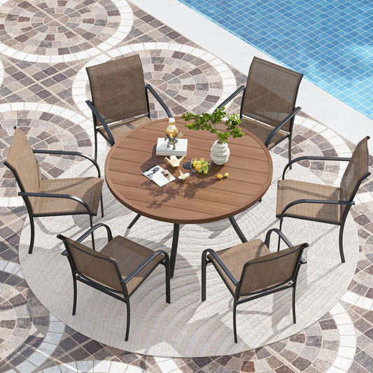 Round Dining Table and Stackable Dining Chair