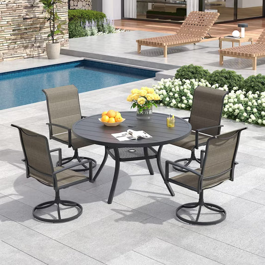 Vicllax outdoor set ,41"round table with 4 swivel chairs