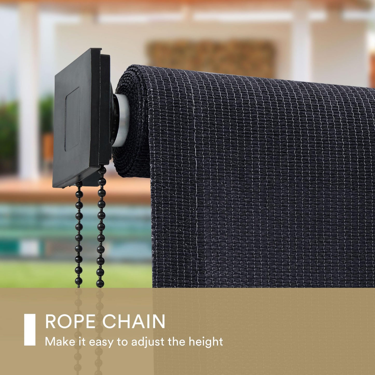 DIFY Outdoor Roller Shade Blinds, Exterior Roll Up Shade 10 * 8FT for Patio Yard Deck Porch, Chain Operation, Graphite