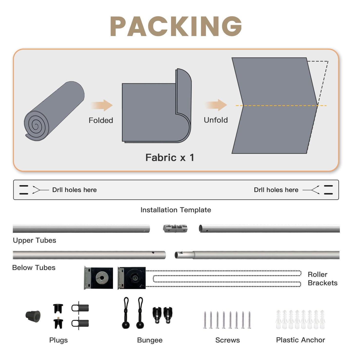 DIFY Outdoor Roller Shade Blinds Roll Up, Exterior Roller Shade Chain Operation 8 * 8FT for Patio Yard Deck Porch, Anthracite