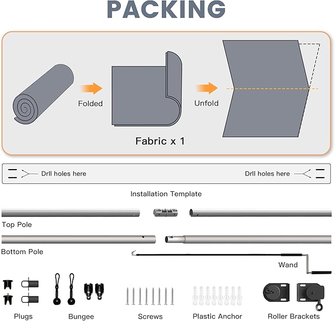 Outdoor Roller Shade 7' W x 8' L, Cordless Patio Roll Up Blind with Wand, 220 GSM Outdoor Shades for Patio Porch Pergola Backyard, Graphite Black