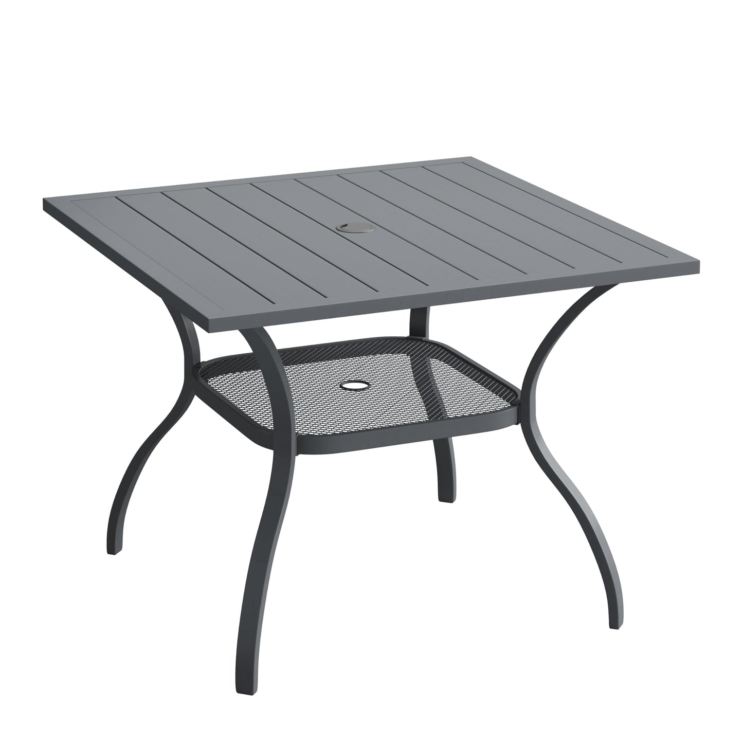 Vicllax Outdoor Patio Dining Table for 4, Metal Square Table with Storage