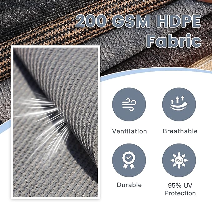 Outdoor Roller Shades (7' W X 8' L), Patio Blinds with Chain Clutch Operation, HDPE Roll Up Shade for Porch Patio Deck, Anthracite Grey