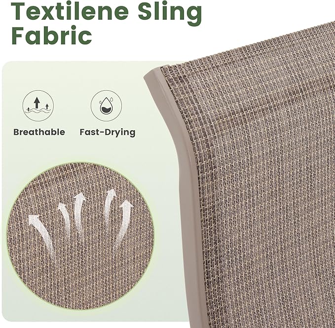 Patio Swivel Dining Chairs Set of 4, Outdoor Furniture Textilene High Back Lawn Chair with Armrests Metal Dinning Chairs for Garden, Porch, Backyard, Sandshell