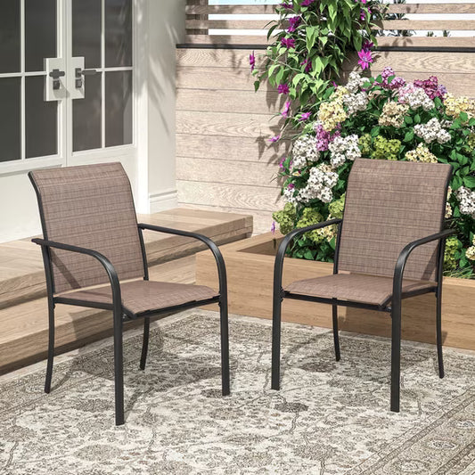 Vicllax Outdoor Dining Chairs Set , Patio Stacking Chairs with All Weather Breathable Textilene for Backyard Porch Garden