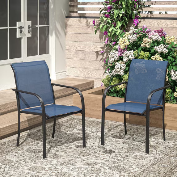 Vicllax Outdoor Dining Chairs Set , Patio Stacking Chairs with All Weather Breathable Textilene for Backyard Porch Garden