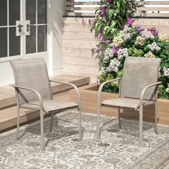 Vicllax Outdoor Dining Chairs Set , Patio Stacking Chairs with All Weather Breathable Textilene for Backyard Porch Garden