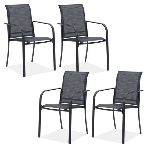 Vicllax Outdoor Dining Chairs Set , Patio Stacking Chairs with All Weather Breathable Textilene for Backyard Porch Garden