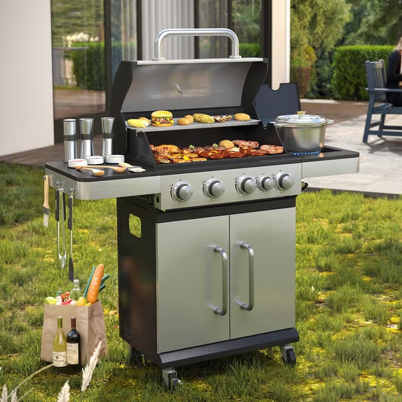Vicllax Charcoal Grill with Side Tables Barbecue BBQ Smoker for Patio Cooking Camping Picnic