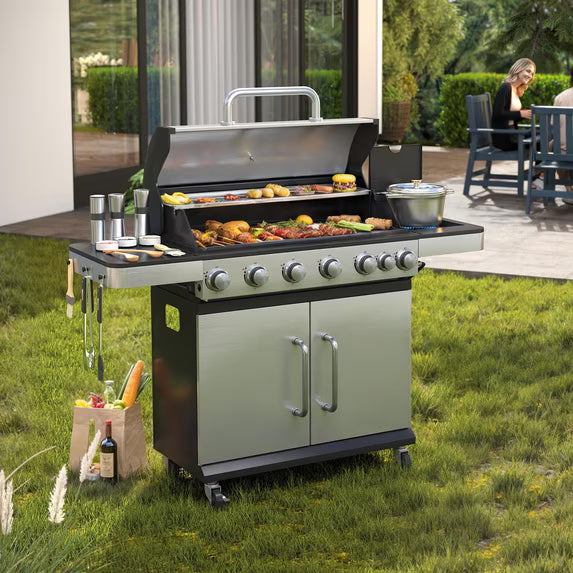 Vicllax Charcoal Grill with Side Tables Barbecue BBQ Smoker for Patio Cooking Camping Picnic